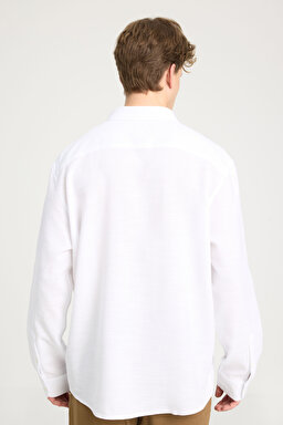 Loose Fit Rahat Kesim %100 Pamuk Beyaz Gömlek - White-W241248100 (görsel 5)