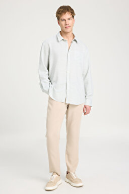 Loose Fit Rahat Kesim %100 Pamuk Mint Yeşili Gömlek - Mint Green-W241248303 (görsel 3)