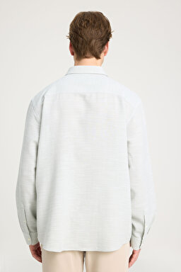 Loose Fit Rahat Kesim %100 Pamuk Mint Yeşili Gömlek - Mint Green-W241248303 (görsel 5)