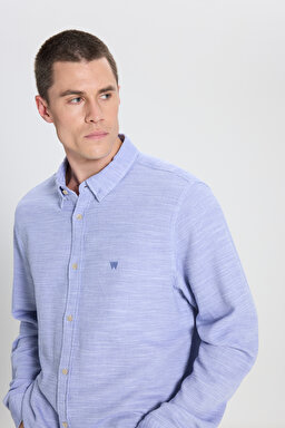 Loose Fit Rahat Kesim %100 Pamuk Mavi Gömlek - Blue-W241248400