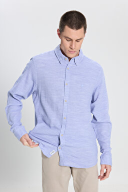 Loose Fit Rahat Kesim %100 Pamuk Mavi Gömlek - Blue-W241248400 (görsel 2)
