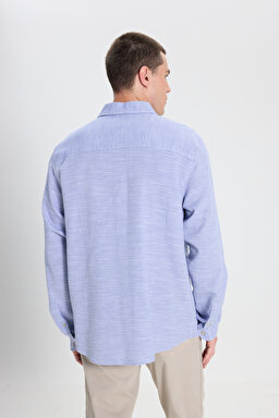 Loose Fit Rahat Kesim %100 Pamuk Mavi Gömlek - Blue-W241248400 (görsel 5)
