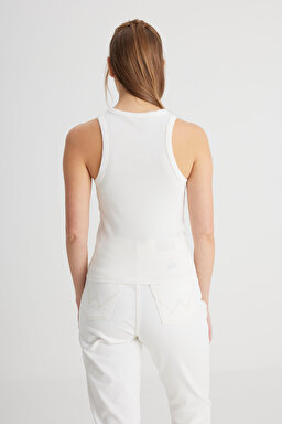Slim Fit Dar Kesim Bisiklet Yaka Beyaz Bluz - White-W241281100 (görsel 5)