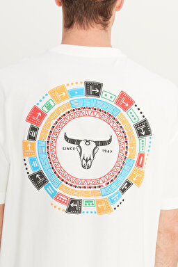 %100 Pamuk Loose Fit Rahat Kesim Bisiklet Yaka Beyaz Tişört - White-W241299100 (görsel 6)