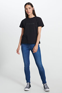 Regular Fit Normal Kesim Bisiklet Yaka %100 Pamuk Siyah Tişört - Black-W241357001 (görsel 3)