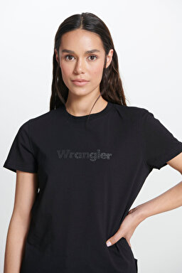 Regular Fit Normal Kesim Bisiklet Yaka %100 Pamuk Siyah Tişört - Black-W241357001 (görsel 4)