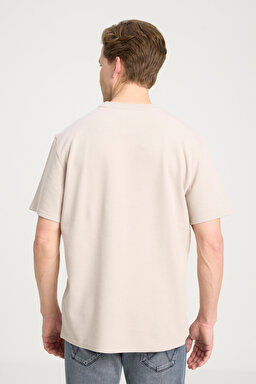 Regular Fit Normal Kesim Bisiklet Yaka Bej Tişört - Beige-W241404614 (görsel 4)