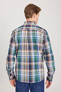 Regular Fit Normal Kesim %100 Pamuk Yeşil Çok Renkli Gömlek - Multi-W241409900 (görsel 5)
