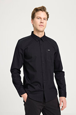 Regular Fit Normal Kesim %100 Pamuk Siyah Gömlek - Black-W241464001
