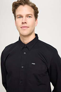 Regular Fit Normal Kesim %100 Pamuk Siyah Gömlek - Black-W241464001 (görsel 2)