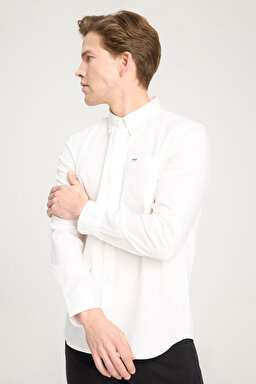 Regular Fit Normal Kesim %100 Pamuk Beyaz Gömlek - White-W241464100 (görsel 2)