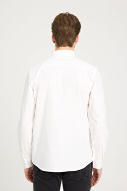 Regular Fit Normal Kesim %100 Pamuk Beyaz Gömlek - White-W241464100 (görsel 5)