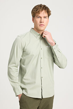 Regular Fit Normal Kesim %100 Pamuk Mint Yeşili Gömlek - Mint Green-W241464303