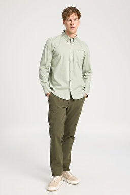 Regular Fit Normal Kesim %100 Pamuk Mint Yeşili Gömlek - Mint Green-W241464303 (görsel 3)