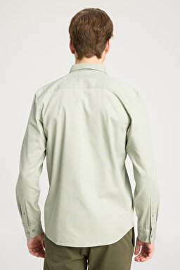 Regular Fit Normal Kesim %100 Pamuk Mint Yeşili Gömlek - Mint Green-W241464303 (görsel 5)