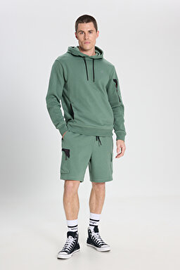 Regular Fit Normal Kesim Kapüşonlu Yeşil Sweatshirt - Green-W241467300 (görsel 2)