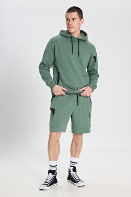 Regular Fit Normal Kesim Kapüşonlu Yeşil Sweatshirt - Green-W241467300 (görsel 3)