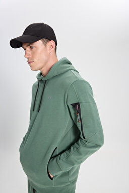Regular Fit Normal Kesim Kapüşonlu Yeşil Sweatshirt - Green-W241467300 (görsel 4)
