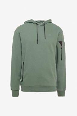 Regular Fit Normal Kesim Kapüşonlu Yeşil Sweatshirt - Green-W241467300 (görsel 6)