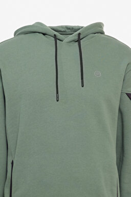 Regular Fit Normal Kesim Kapüşonlu Yeşil Sweatshirt - Green-W241467300 (görsel 8)