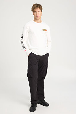 All Terrain Gear Regular Fit Normal Kesim Bisiklet Yaka Uzun Kollu Ekru Tişört - Ecru-W241534104 (görsel 3)