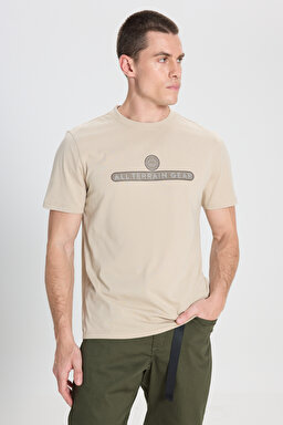 All Terrain Gear Regular Fit Normal Kesim Bisiklet Yaka %100 Pamuk Bej Tişört - Taupe-W241538640