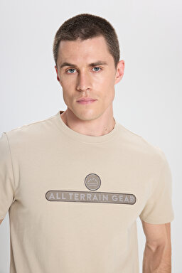 All Terrain Gear Regular Fit Normal Kesim Bisiklet Yaka %100 Pamuk Bej Tişört - Taupe-W241538640 (görsel 4)