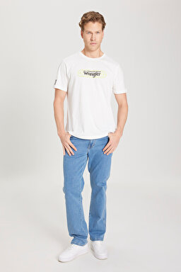 Regular Fit Normal Kesim Bisiklet Yaka %100 Pamuk Kırık Beyaz Tişört - Off White-W241539102 (görsel 3)