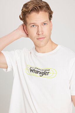 Regular Fit Normal Kesim Bisiklet Yaka %100 Pamuk Kırık Beyaz Tişört - Off White-W241539102 (görsel 4)