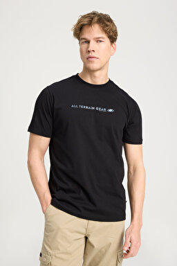 Regular Fit Normal Kesim Bisiklet Yaka %100 Pamuk Siyah Tişört - Black-W241546001