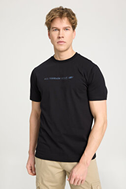Regular Fit Normal Kesim Bisiklet Yaka %100 Pamuk Siyah Tişört - Black-W241546001 (görsel 3)
