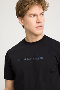 Regular Fit Normal Kesim Bisiklet Yaka %100 Pamuk Siyah Tişört - Black-W241546001 (görsel 5)