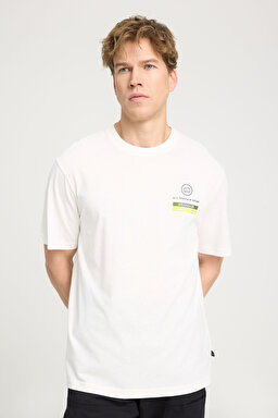 All Terrain Gear Loose Fit Rahat Kesim Bisiklet Yaka %100 Pamuk Kırık Beyaz Tişört - Off White-W241550102