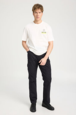 All Terrain Gear Loose Fit Rahat Kesim Bisiklet Yaka %100 Pamuk Kırık Beyaz Tişört - Off White-W241550102 (görsel 4)