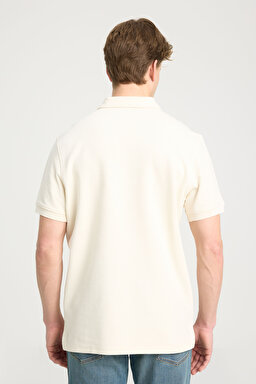 Regular Fit Normal Kesim Polo Yaka Ekru Tişört - Ecru-W241557104 (görsel 5)