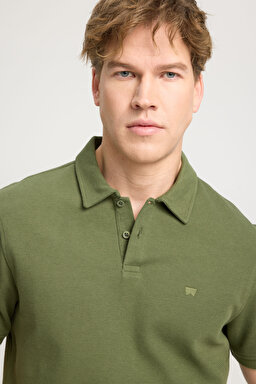 Regular Fit Normal Kesim Polo Yaka Zeytin Yeşili Tişört - Olive-W241557308 (görsel 4)