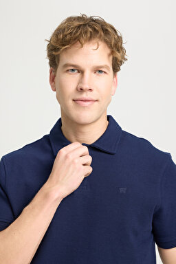 Regular Fit Normal Kesim Polo Yaka Lacivert Tişört - Navy-W241557410 (görsel 2)