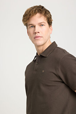 Regular Fit Normal Kesim Polo Yaka Haki Tişört - Khaki-W241557801 (görsel 4)