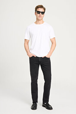 Regular Fit Normal Kesim Bisiklet Yaka %100 Pamuk Ekru Tişört - Ecru-W241575104 (görsel 3)