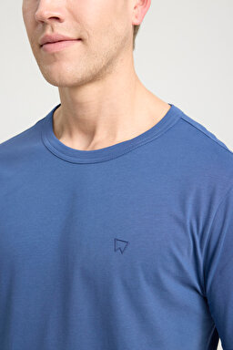Regular Fit Normal Kesim Bisiklet Yaka %100 Pamuk Lacivert Tişört - Navy-W241575410 (görsel 4)