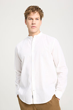 Relaxed Fit Geniş Kesim Hakim Yaka Beyaz Gömlek - White-W241577100
