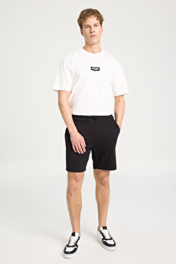 Regular Fit Normal Kesim Normal Bel Siyah Sweat Şort - Black-W241578001 (görsel 2)