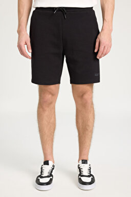 Regular Fit Normal Kesim Normal Bel Siyah Sweat Şort - Black-W241578001 (görsel 4)