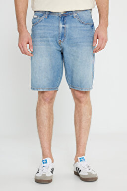 Regular Fit Normal Kesim Normal Bel %100 Pamuk Açık Mavi Jean Kot Şort - Light Blue-W241579404 (görsel 3)