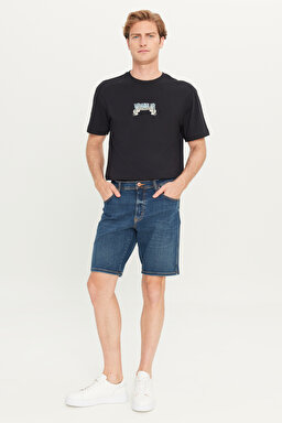 Regular Fit Normal Kesim Normal Bel Lacivert Texas Jean Kot Şort - Stone-W24157958