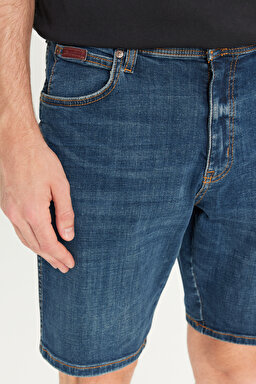 Regular Fit Normal Kesim Normal Bel Lacivert Texas Jean Kot Şort - Stone-W24157958 (görsel 5)