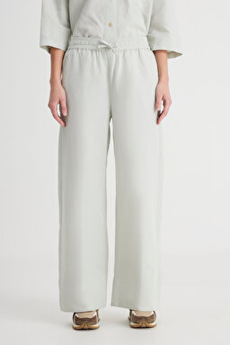 Loose Fit Geniş Kesim Normal Bel Geniş Paça Mint Yeşili Pantolon - Mint Green-W241596303 (görsel 5)