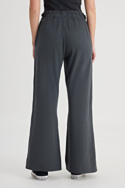Loose Fit Rahat Kesim Yüksek Bel Geniş Paça %100 Pamuk Antrasit Sweatpant Eşofman - Anthracite-W241602003 (görsel 5)