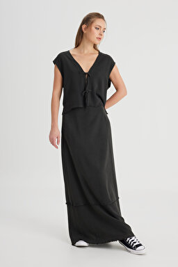 Regular Fit Normal Kesim Normal Bel Siyah Etek - Black-W241609001 (görsel 2)
