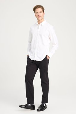Non-iron Regular Fit Normal Kesim %100 Pamuk Beyaz Gömlek - White-W241631100 (görsel 5)